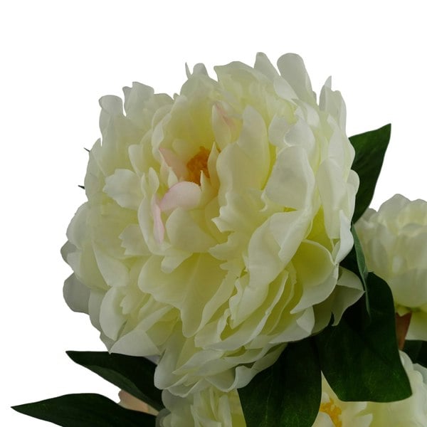 Leaf 55cm Artificial White Peony Plant