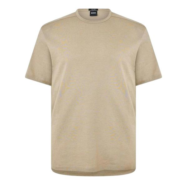 Boss Mens Tiburt Plain T-Shirt - Dark Beige - 