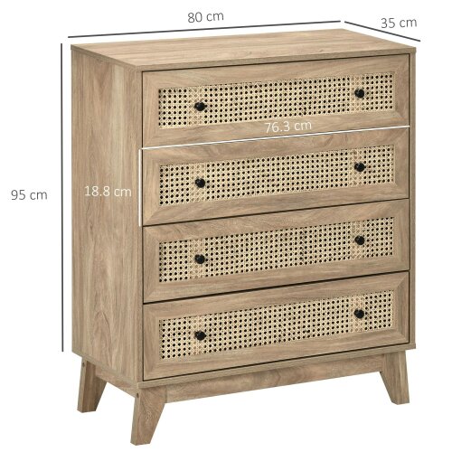 Wyld Haus Mohetak Wood and Rattan 4 Drawer Storage Chest