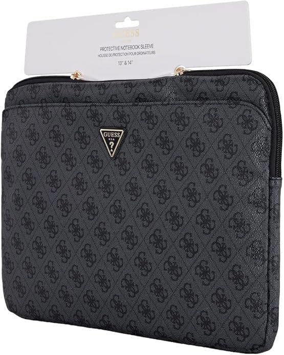 Guess 4G Zipper Pocket Triangle Logo Laptop Sleeve for 14" MacBook Black - GUCS14ZP4DPTK