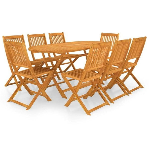 Berkfield 9 Piece Folding Garden Dining Set Solid Acacia Wood