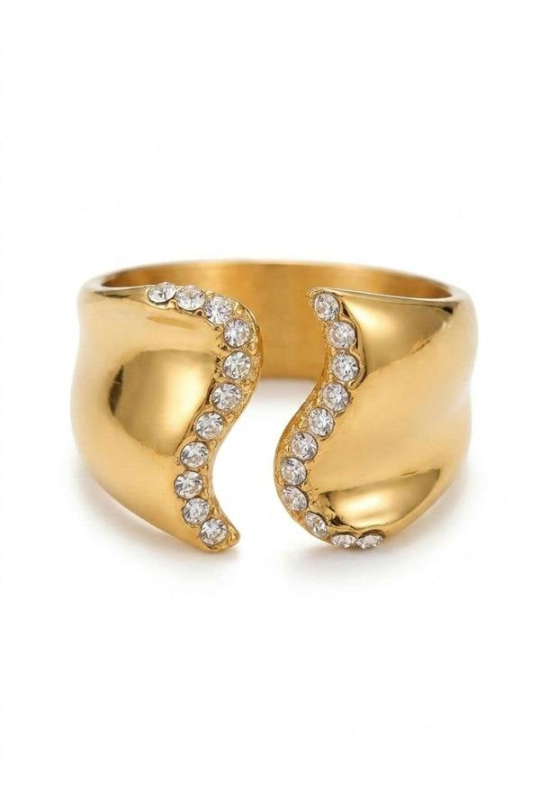 ARIIRA Fenella Wavy Band Crystal Embellished Ring