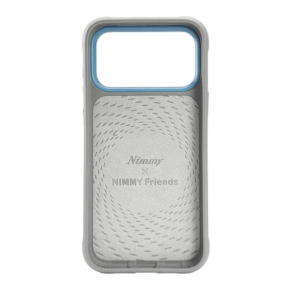 Nimmy Friends Nimmy Big Eye Cute Pet Silver Shaded Cat Face Case with Detachable MagSafe Grip for iPhone 17 Pro Max 6.9" Grey Blue