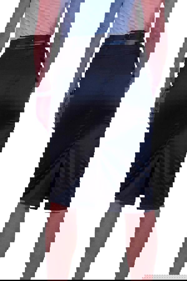 Paulo Due Women's Belted Satin Knee Length Pencil Skirt