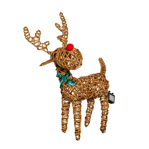 Samuel Alexander 67cm Battery Operated Light up Brown Christmas Reindeer with Red Nose & 80 Warm White LEDs