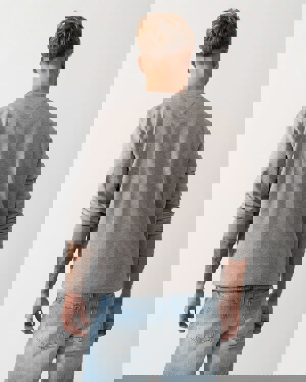 Tommy Hilfiger Small Crest Outline Mens Crew Sweatshirt - Medium Grey Heather - CHO - Designer Mens Sweatshirts