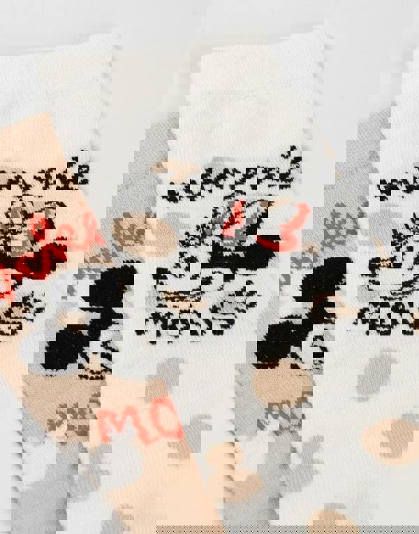 Disney Womens Beige Minnie Mouse Calf Socks Set of 5