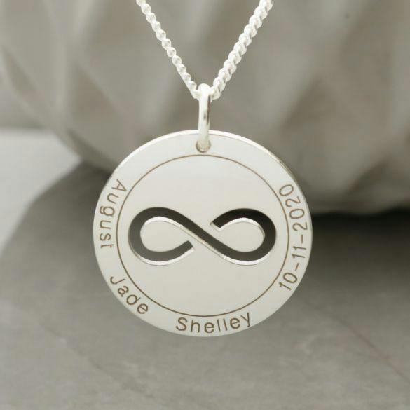 Christopher James of London Sterling Silver Personalised Infinity Disc Pendant