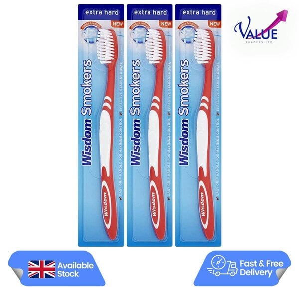 Wisdom 3 x Wisdom Smokers Extra Hard Brush Toothbrush (Previously Addis) Wisdom