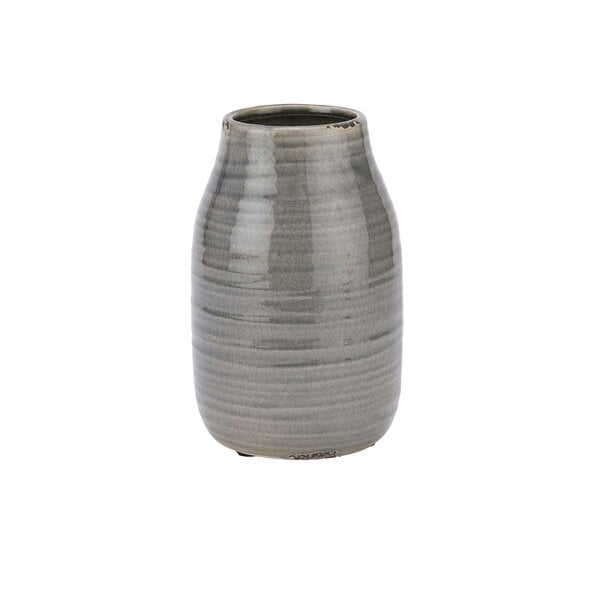 Wyld Haus Sagebloom Large Grey Glazed Ceramic Short Bottle Vase Crackle Effect