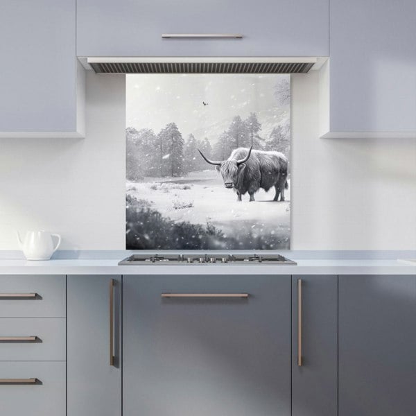 Warren Reed - Designer Snow Storm Highland Cow Kitchen Splashback