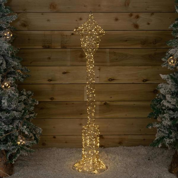 Samuel Alexander 1.2m Gold Elegance Twist Christmas Lamp Post Decoration with LEDs