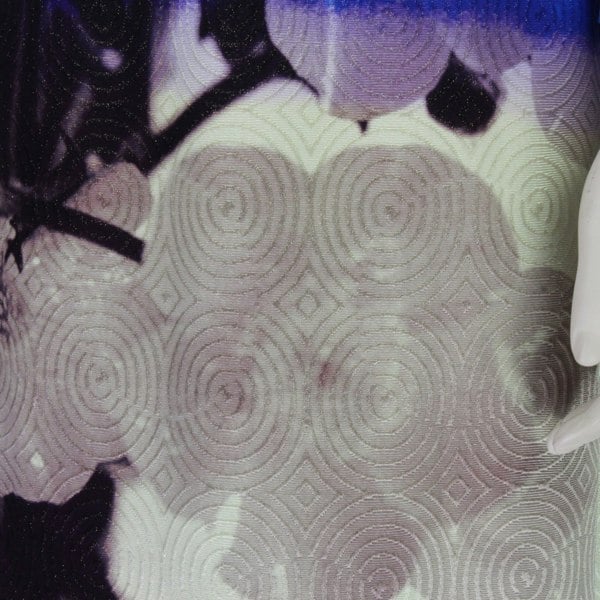Dries Van Noten slim fitting abstract flower dress with textured concentric pattern