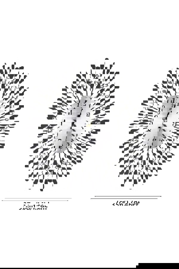 Living and Home 37.5cm Dia Drop-Shape Arabic Numeral Metal Silent Wall Clock with Crystal, Black