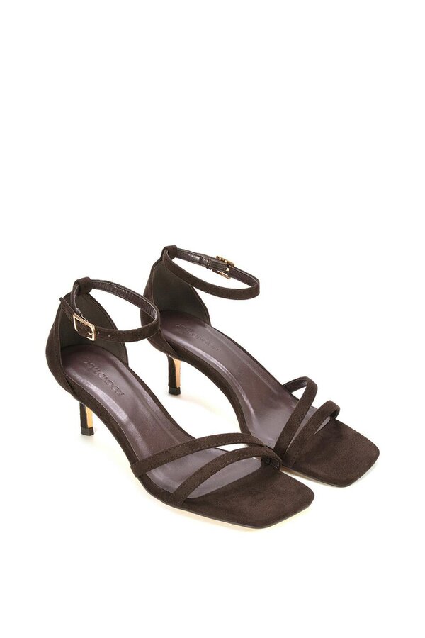 XY LONDON Open Toe Strappy Low Kitten Heel Sandal Shoes