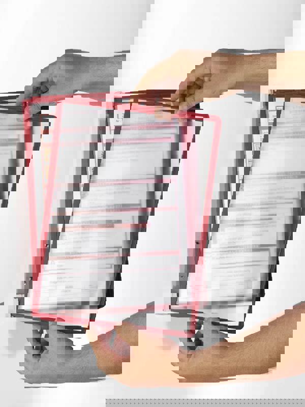 Durable VARIO WALL 5 Display Panel Desk Stand | 5 Panels | A4 Red