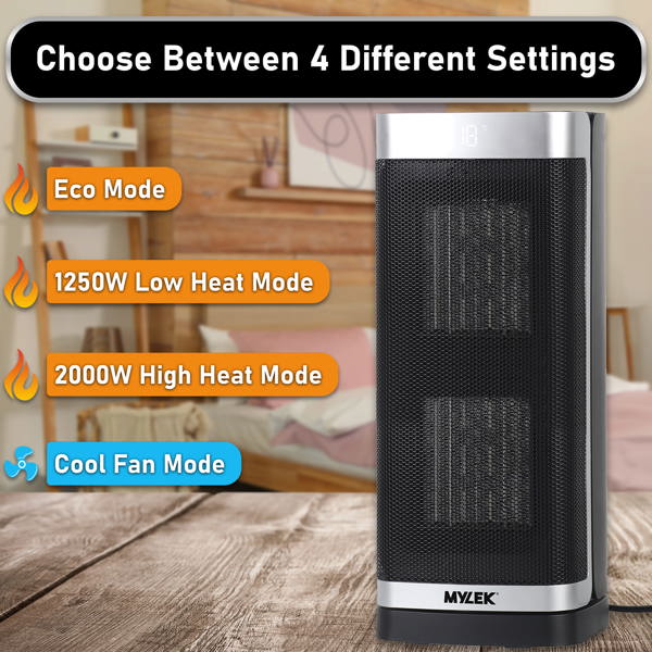 Mylek Space Heater, Oscillating Electric PTC Ceramic Heater 2000W