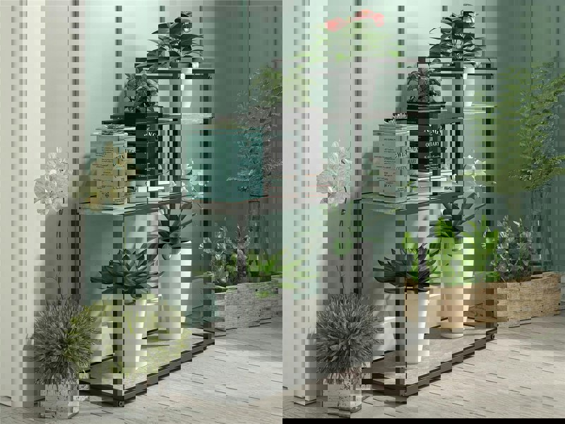 Dorel Home Weston Plant Stand with 3 Shelves Black/Light Concrete