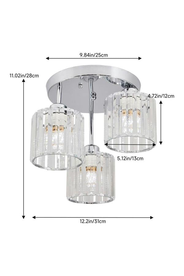 Living and Home 3-Light Crystal Ceiling Light