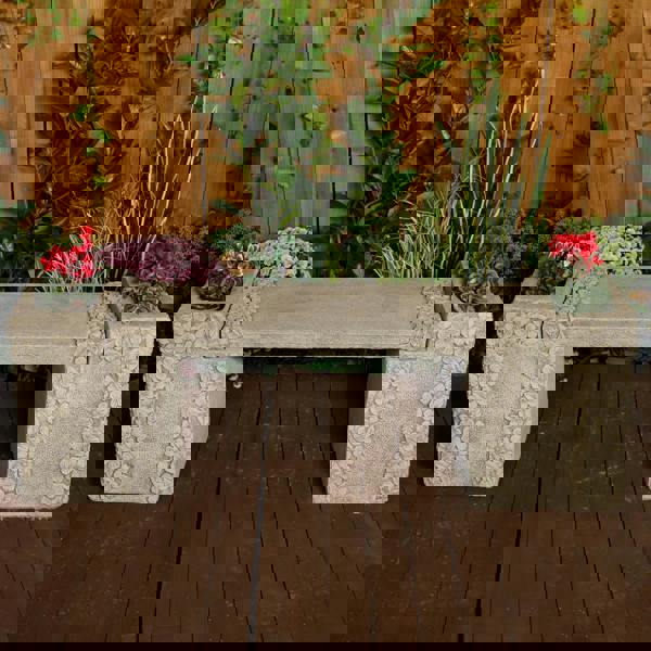 Daisy Design Stone Cast Garden Bench 