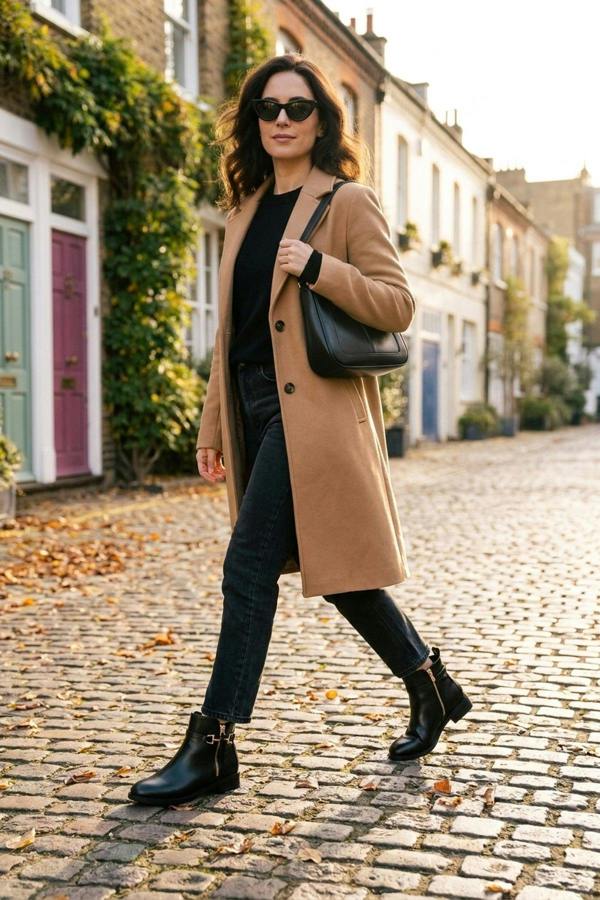 Cordelia Gold Buckle Trim Ankle Boots - Black