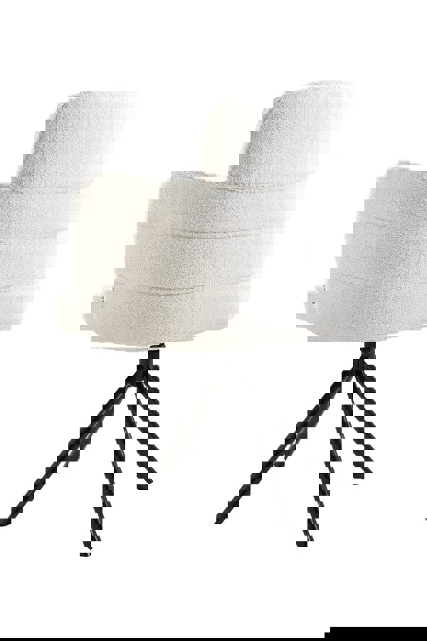 Living and Home White Upholstered Leisure Swivel Chair with Metal Legs