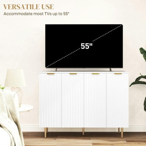 Wyld Haus Vinotti Wooden White 4 Door Sideboard 4 Doors 2 Shelves