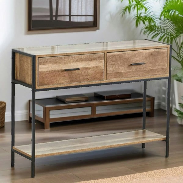 Rafaelo Mobilia Industrial Console Table With 2 Drawers