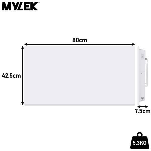 MYLEK Panel Space Heater White 1.5KW Eco, Smart and WiFi App Slimline Low Energy - Wall Mounted, Bathroom IPX4