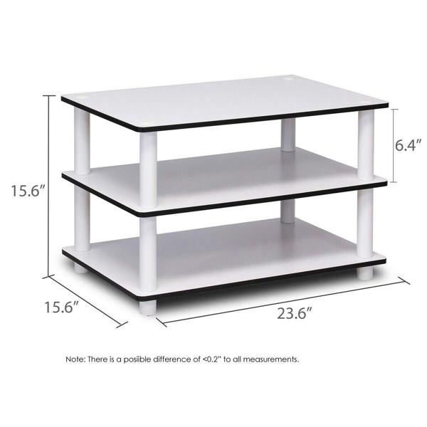 WALPLUS Just 3-Tier No Tools Coffee Table, White w/White Tube Center Table Minimalist Clutter-Free Design For Small Spaces (White, 3 Tier)