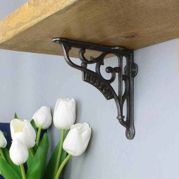 Pair of Antique Cast Iron London Euston Shelf Brackets
