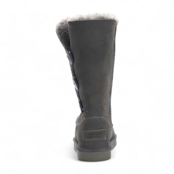 Infinity Leather Women's Sheepskin Suede Grey Button Warm Winter Calf Boots - Willow