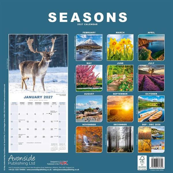 Seasons Calendar 2027, Wall Calendars, Month To View, Natural World, Gift
