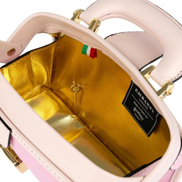 Embassy London Gazelle Mini - Pink & Pink - Women’s mini patent leather top handle & crossbody bag
