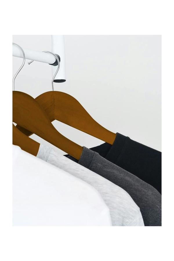 Dyzi 20 Pack Wooden Clothes Hangers With Non Slip Bar