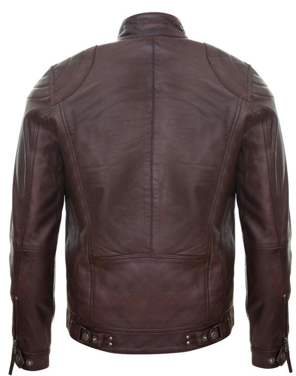Infinity Leather Mens Leather Biker Vintage Zipped Racing Jacket