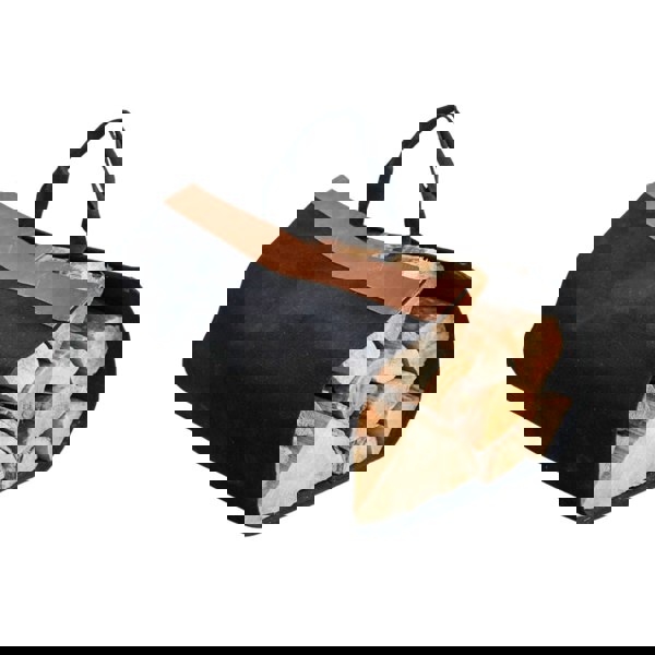 Ivyline Fabric Log Bag Black with Faux Leather