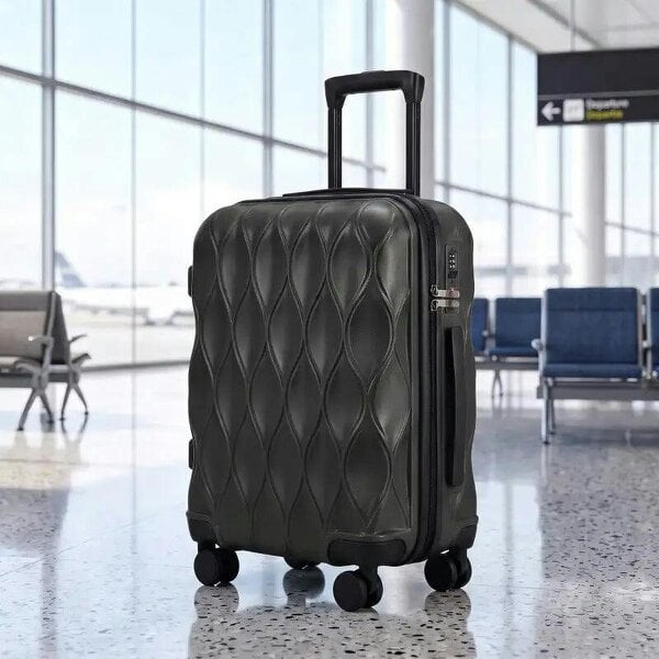 20Inch Suitcase, ABS Hard Shell Carry On Luggage with TSA Lock, Spinner Wheels, Telescopic Handle, Black - Black