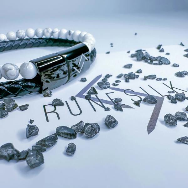 RUNESILK Leather and Howlite Bead Bracelet