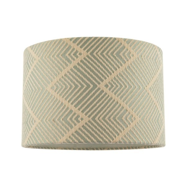 Duck Egg and Cream Geometric Designer Lamp Shade in Textured Jacquard Image 1