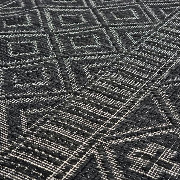 Indoor Outdoor Reversible Rug Black and White Cream Aztec Geometric Pattern Large Patio Garden Mats