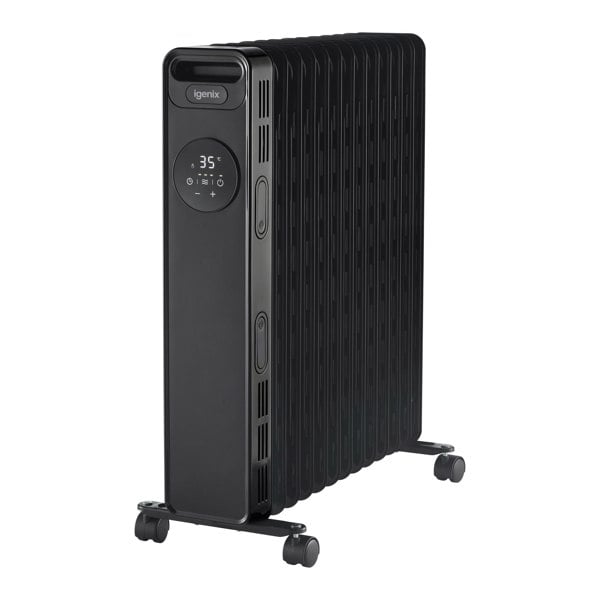 igenix Digital Oil Filled Radiator, 2.5kW/2500W, Overheat Protection, Black