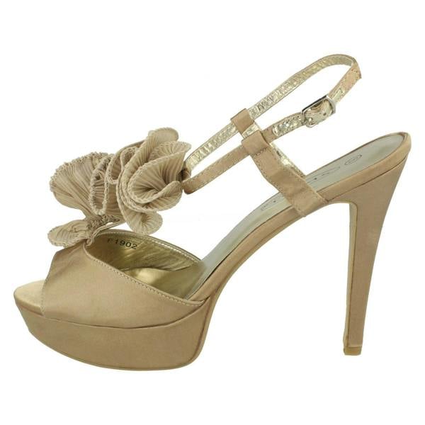 Spot On Ladies Spot On Heeled Platform Sandal With Ruffle Trim