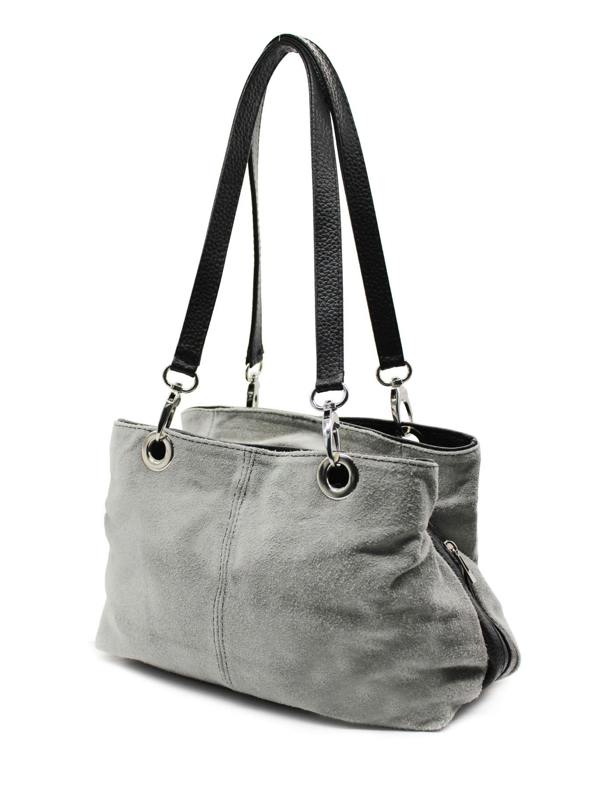Kitise Real Italian Suede Vivid Colours Small 3 Compartments Tote Bag Stylish Shoulder Handbag