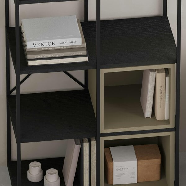 Decortie Modern Vale Midi Bookcase Display Unit 5-Tier Metal Frame 3 Adjustable Shelf 18mm Engineered Wood (Black Wood