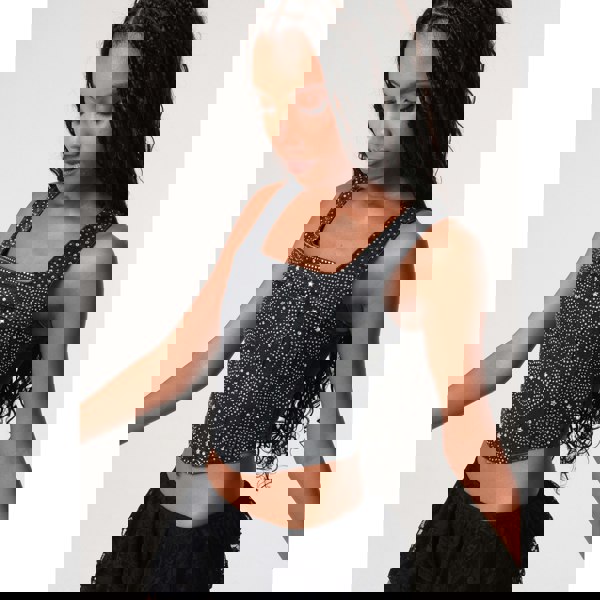 Pink Vanilla Diamante Denim Corset Top