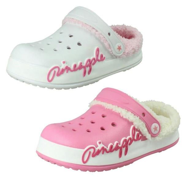Pineapple Girls Pineapple Light Up Fluffy Lined Clogs H2719