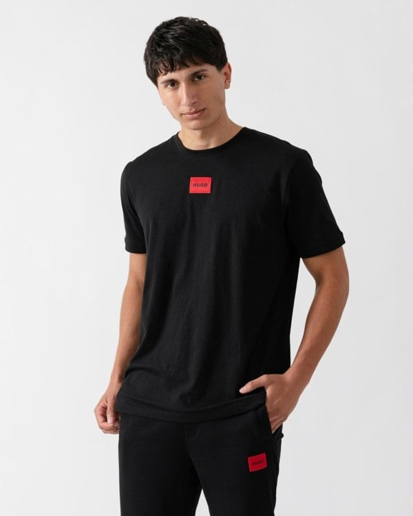 HUGO Diragolino212 Label Logo Mens T-Shirt NOS - Black 001