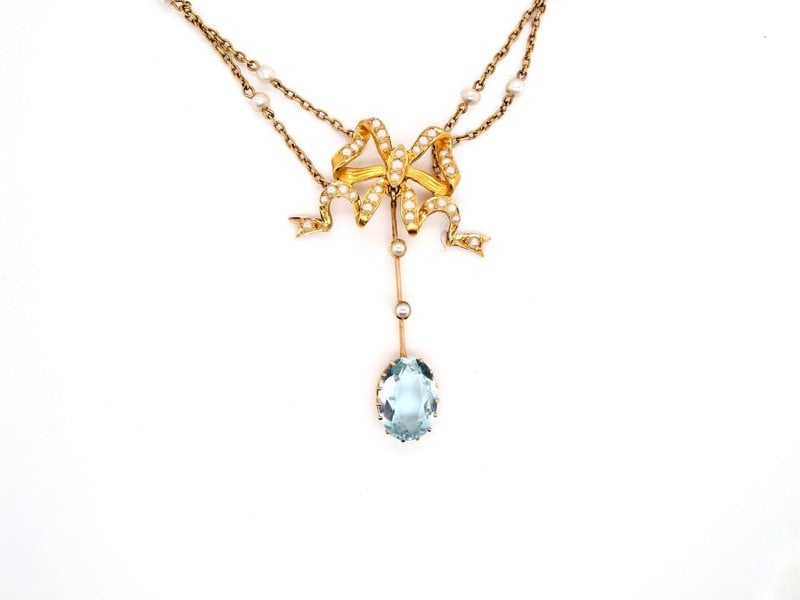 Vintage Tom An Edwardian aquamarine and pearl necklace