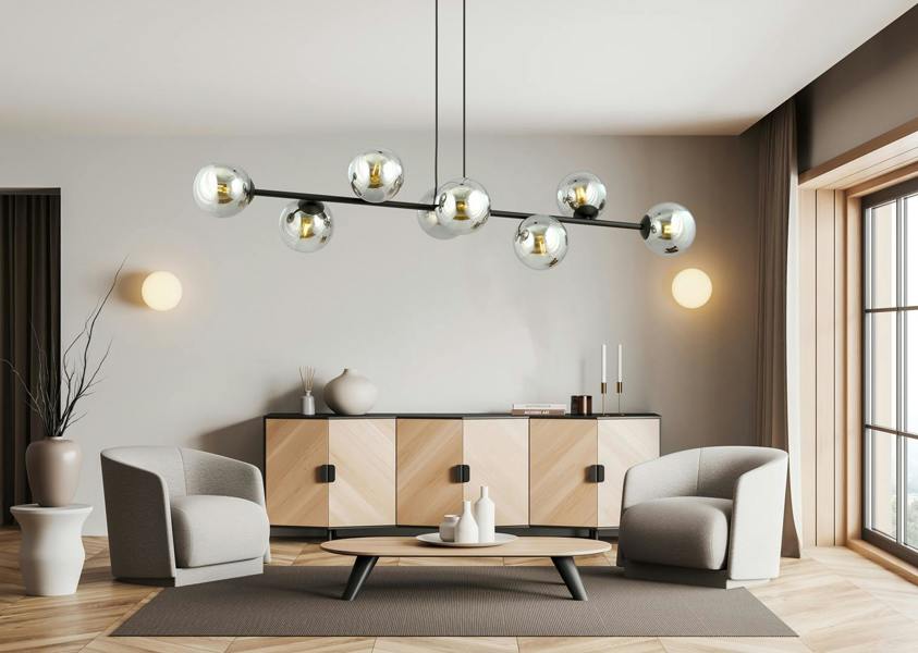 Emibig ROSSI Pendant lamp  8 x E14 Black with Graphite Shade